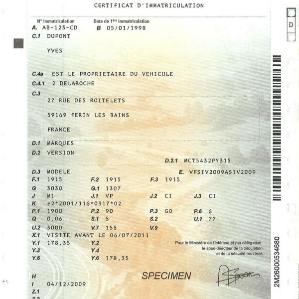 code moteur sur carte grise